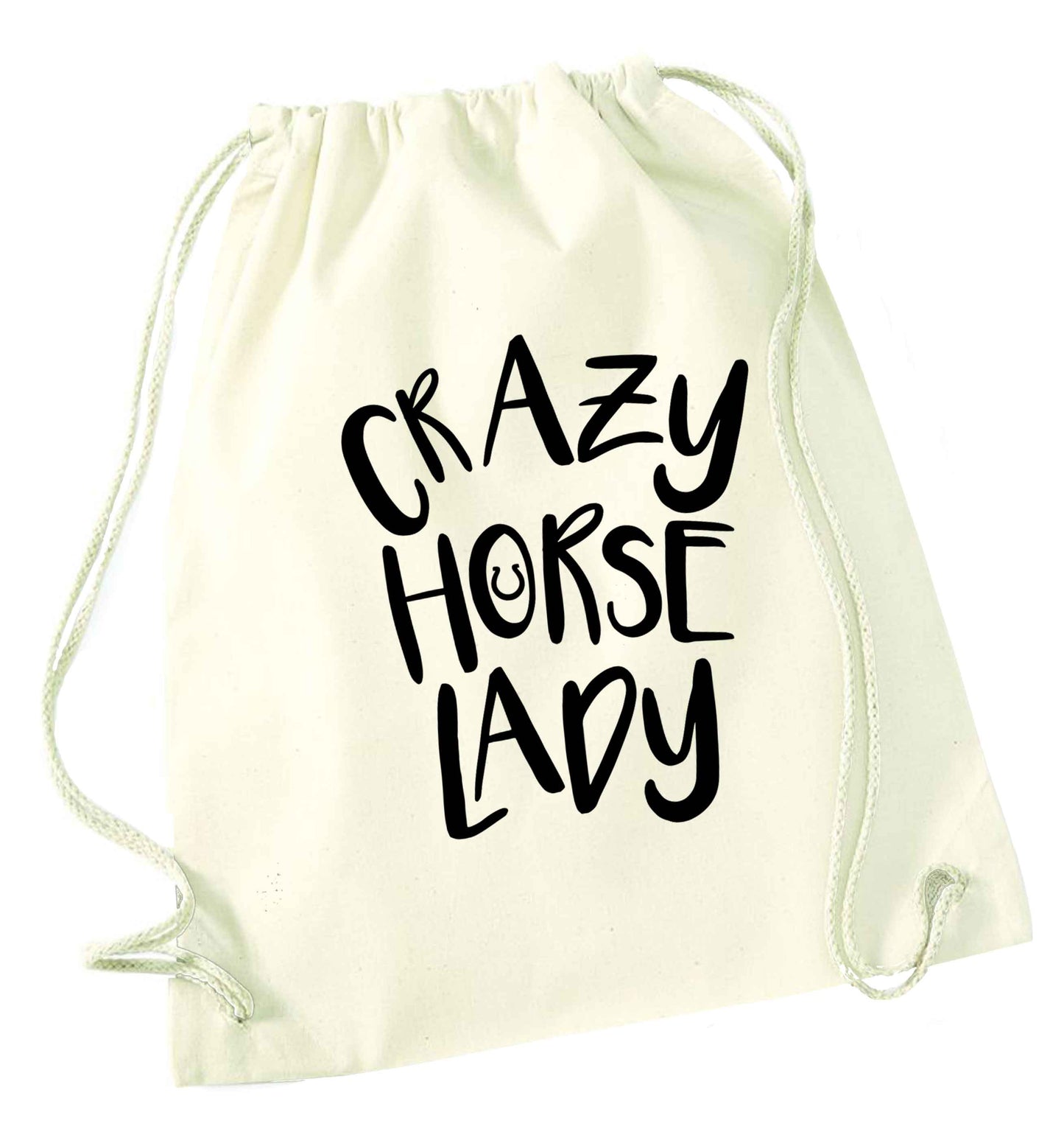 Crazy horse lady natural drawstring bag