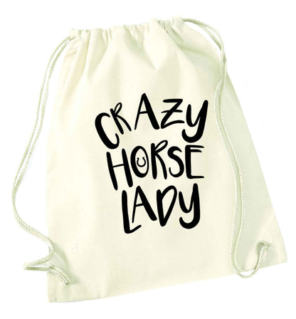 Crazy horse lady natural drawstring bag