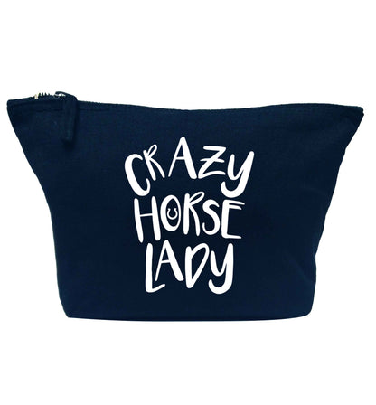 Crazy horse lady navy makeup bag