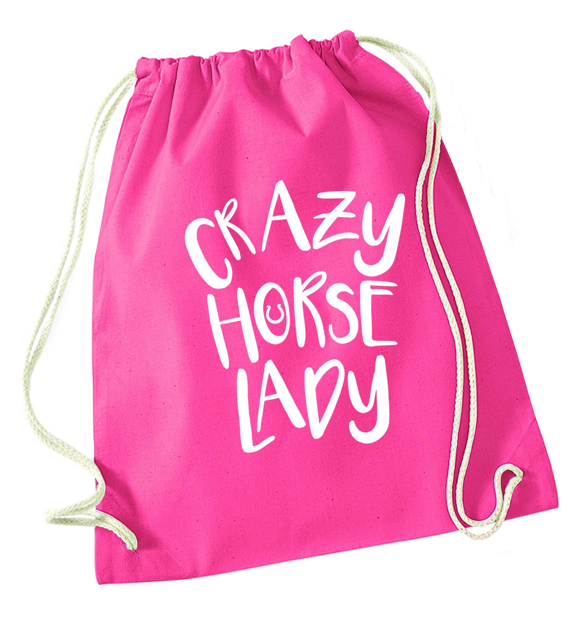 Crazy horse lady pink drawstring bag