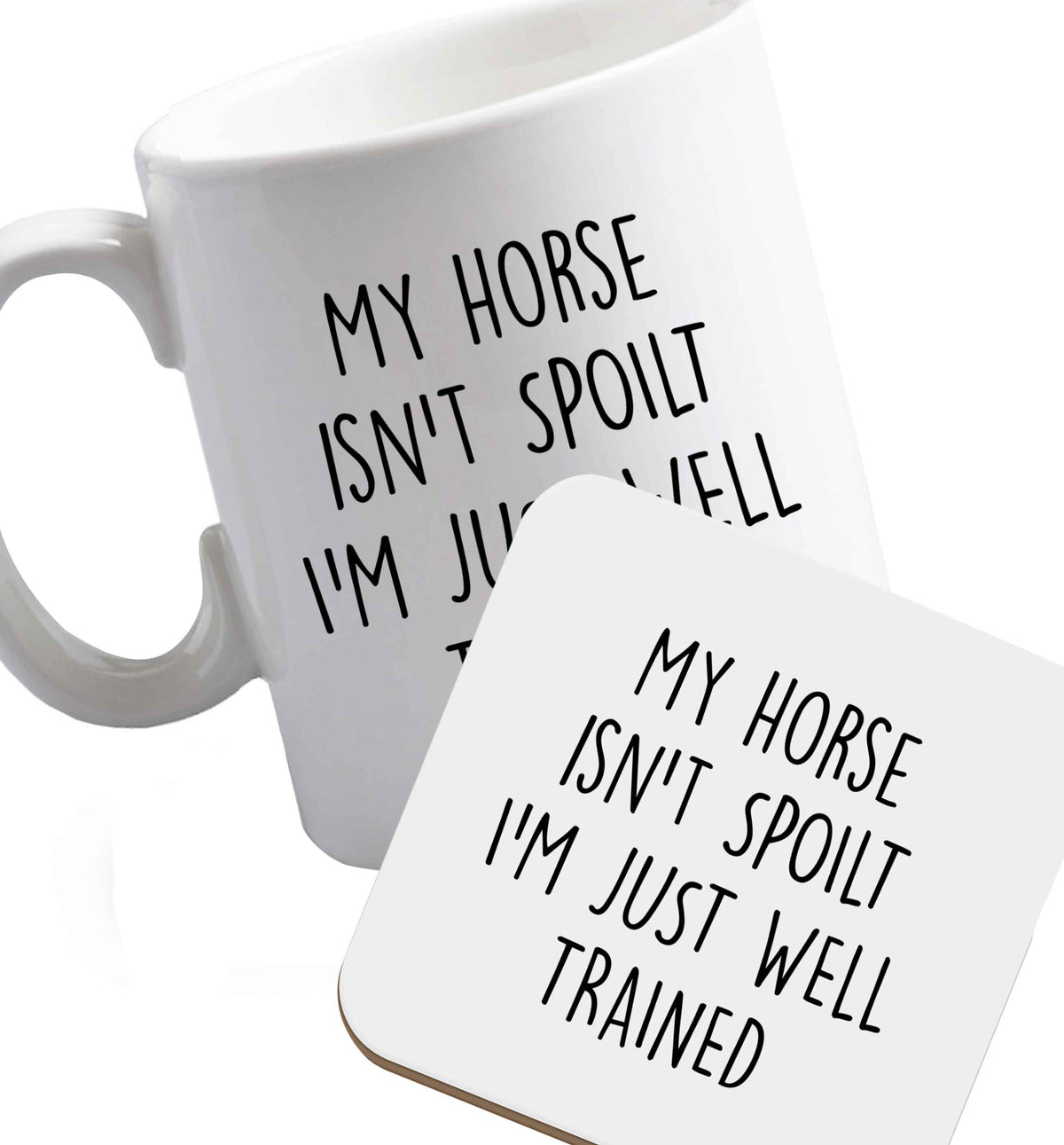 10 oz Favourite Type Pan Pancake ceramic mug and coaster set right handed