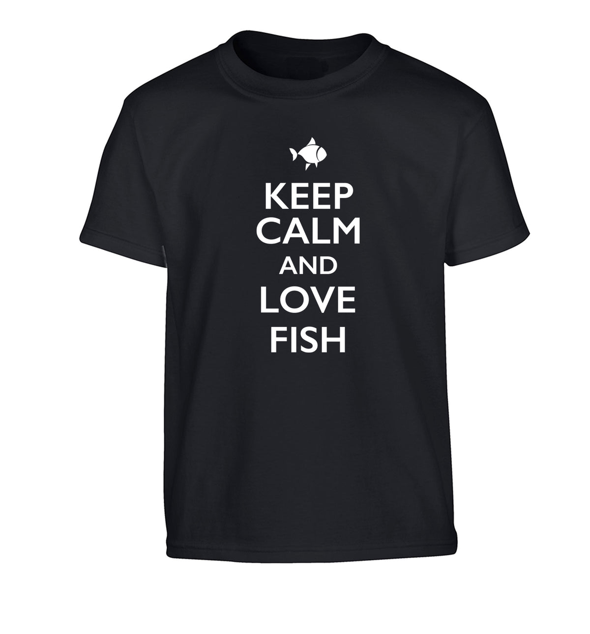 Keep calm and love fish Children's black Tshirt 12-14 Years