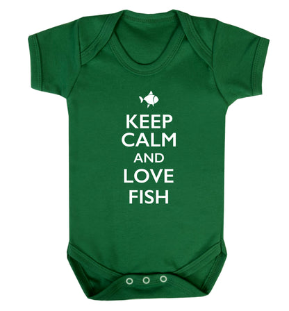 Keep calm and love fish Baby Vest green 18-24 months