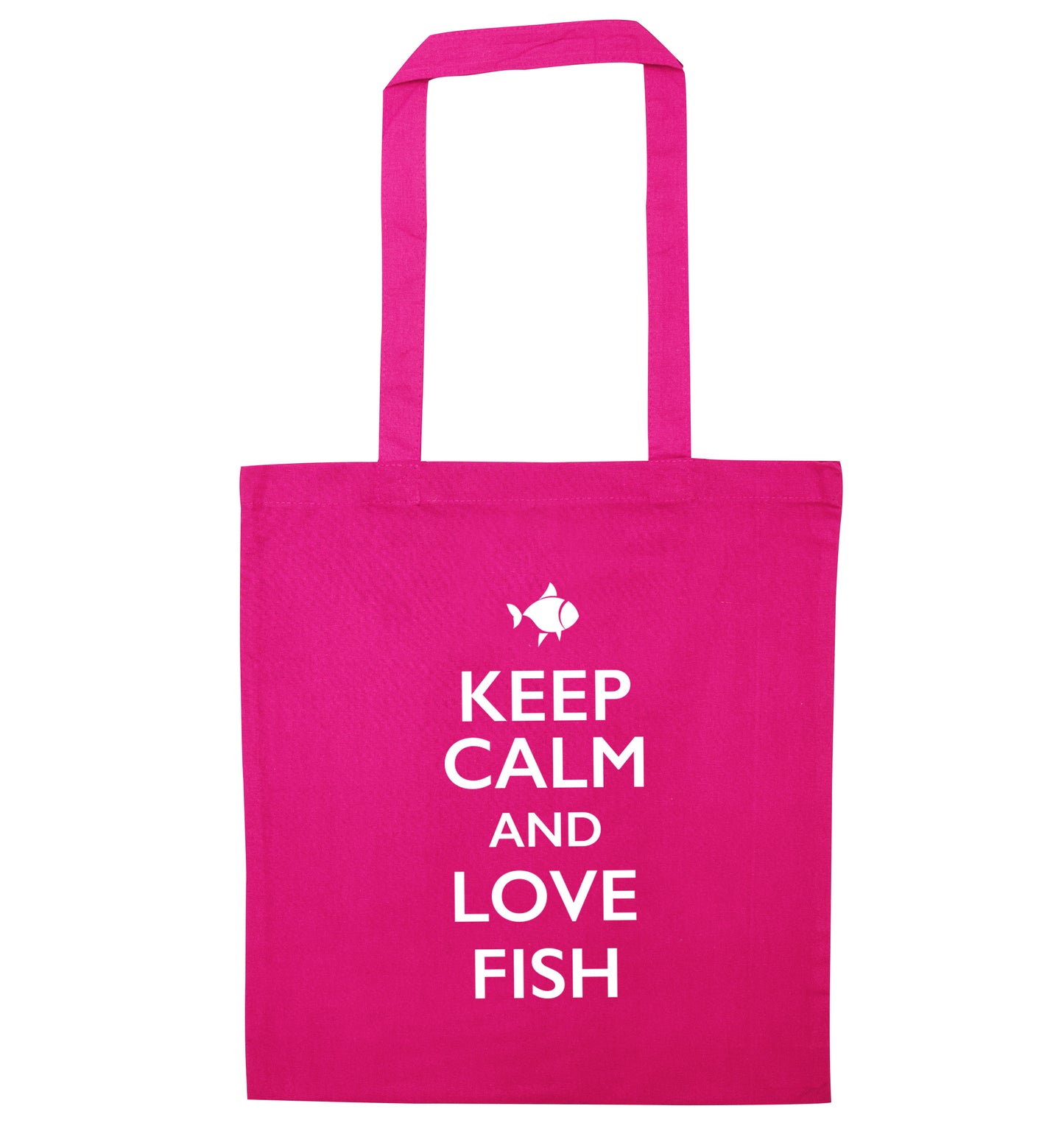 Keep calm and love fish pink tote bag