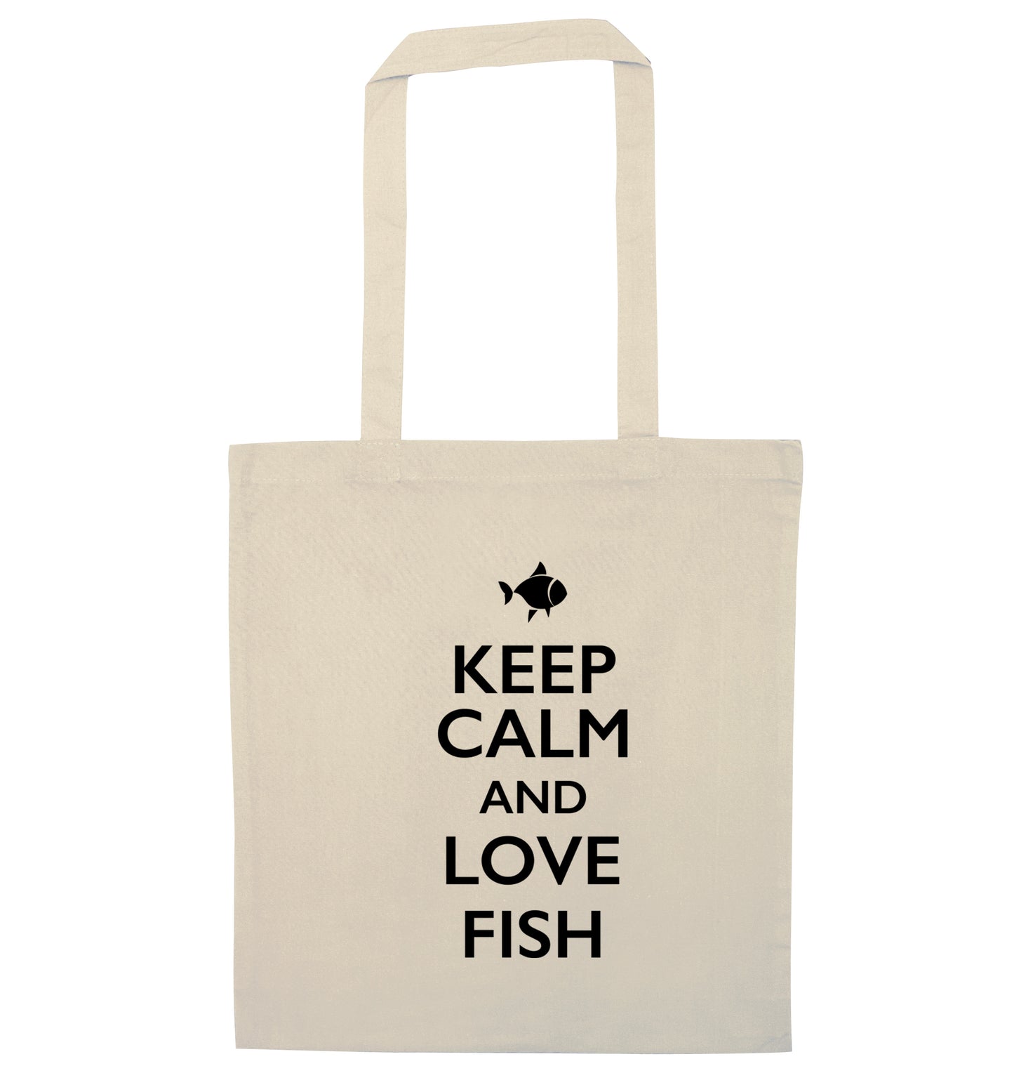 Keep calm and love fish natural tote bag