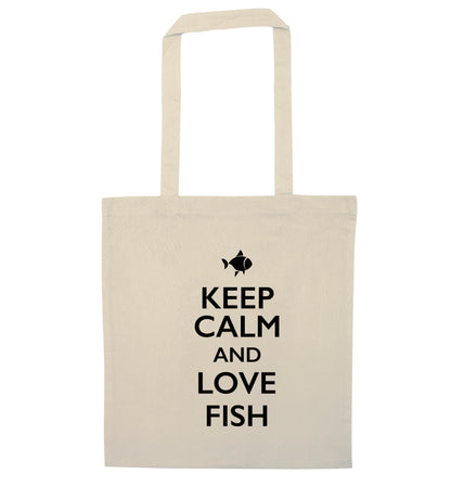 Keep calm and love fish natural tote bag