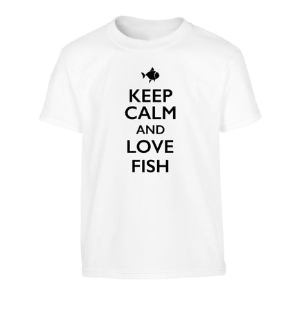 Keep calm and love fish Children's white Tshirt 12-14 Years