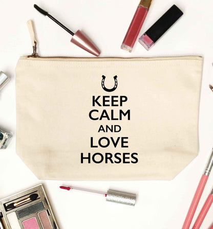 Keep calm and love horses natural makeup bag