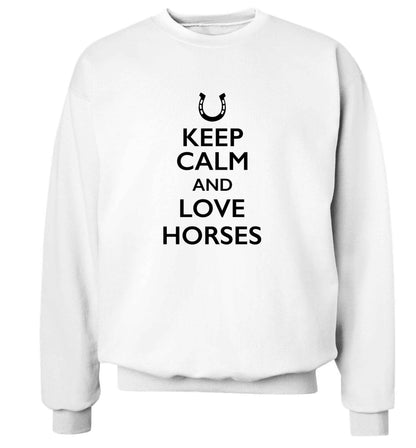 Keep calm and love horses adult's unisex white sweater 2XL