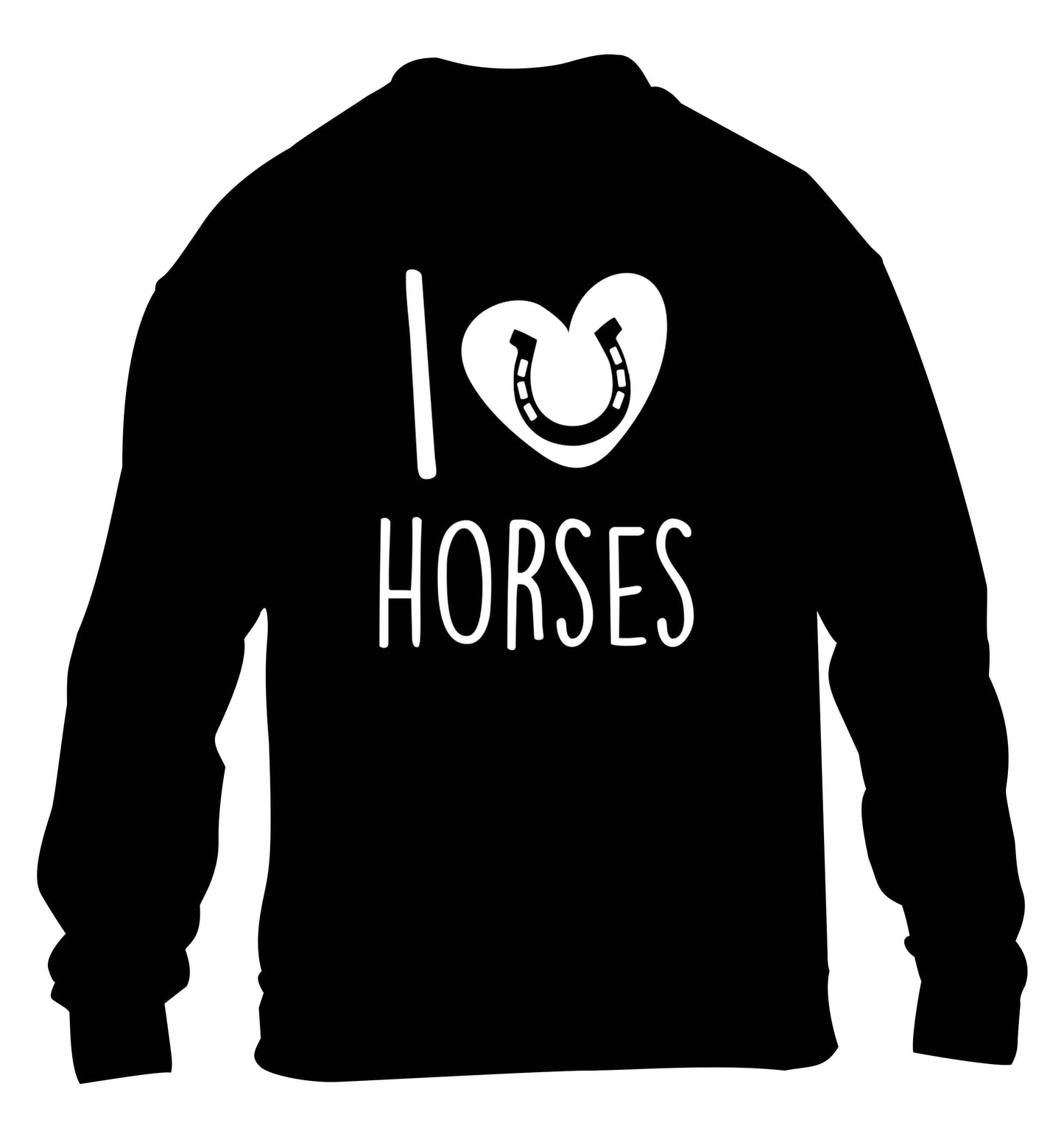 I love horses children's black sweater 12-13 Years