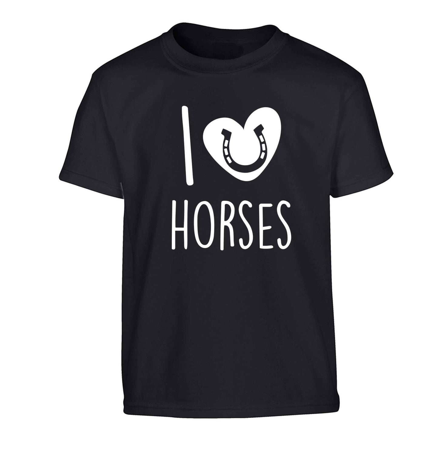I love horses Children's black Tshirt 12-13 Years