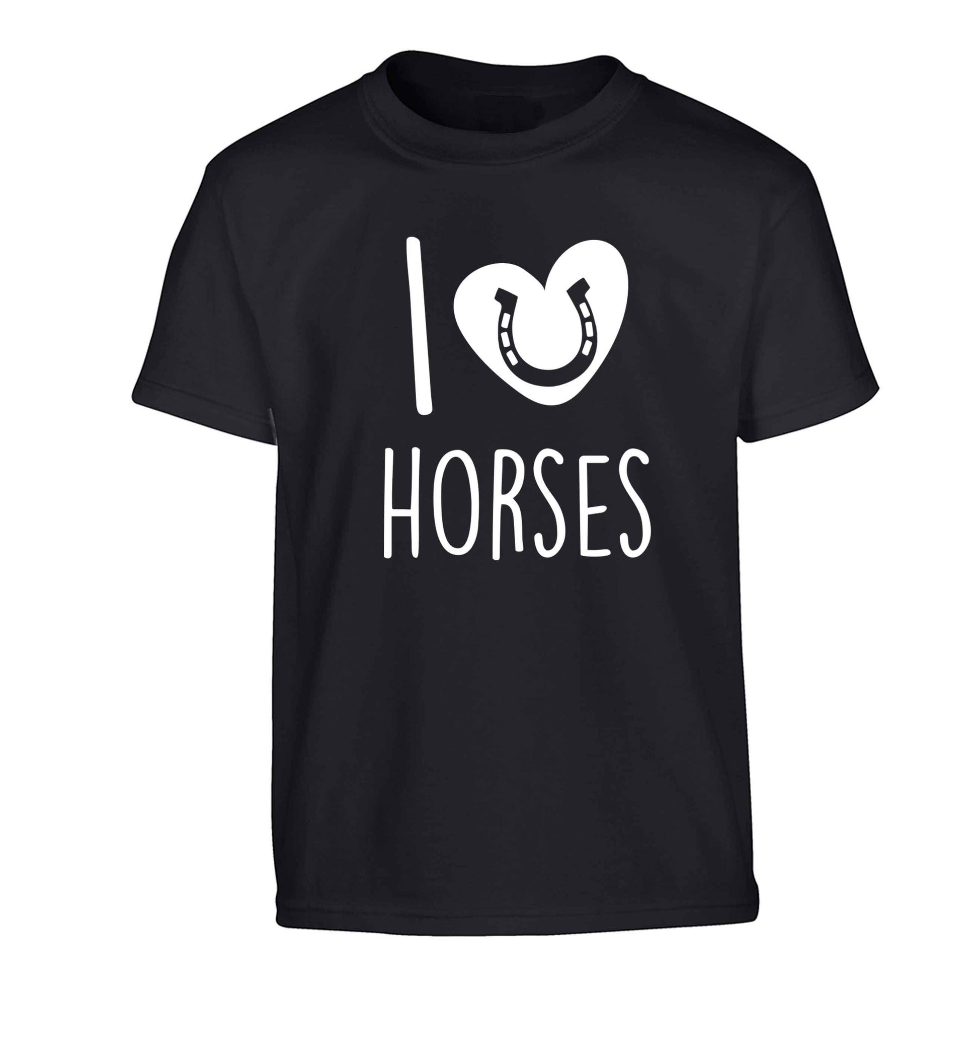 I love horses Children's black Tshirt 12-13 Years