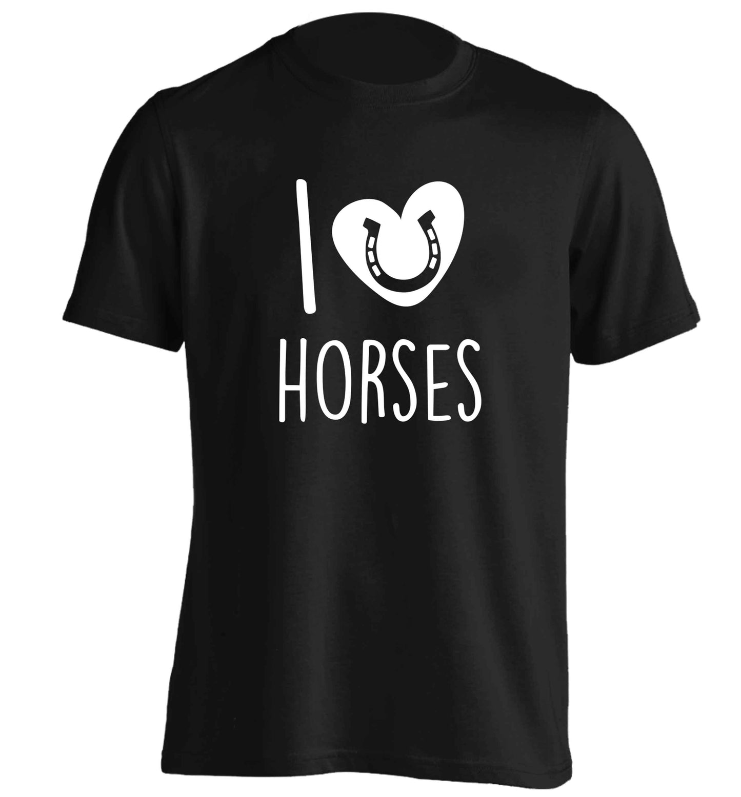 I love horses adults unisex black Tshirt 2XL