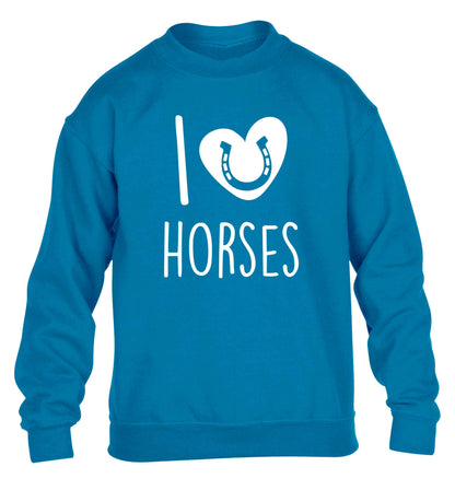 I love horses children's blue sweater 12-13 Years