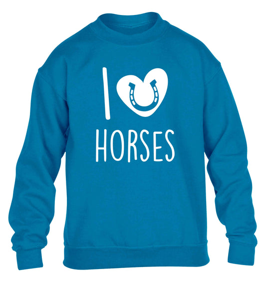 I love horses children's blue sweater 12-13 Years