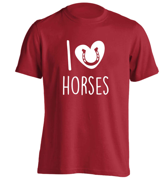 I love horses adults unisex red Tshirt 2XL
