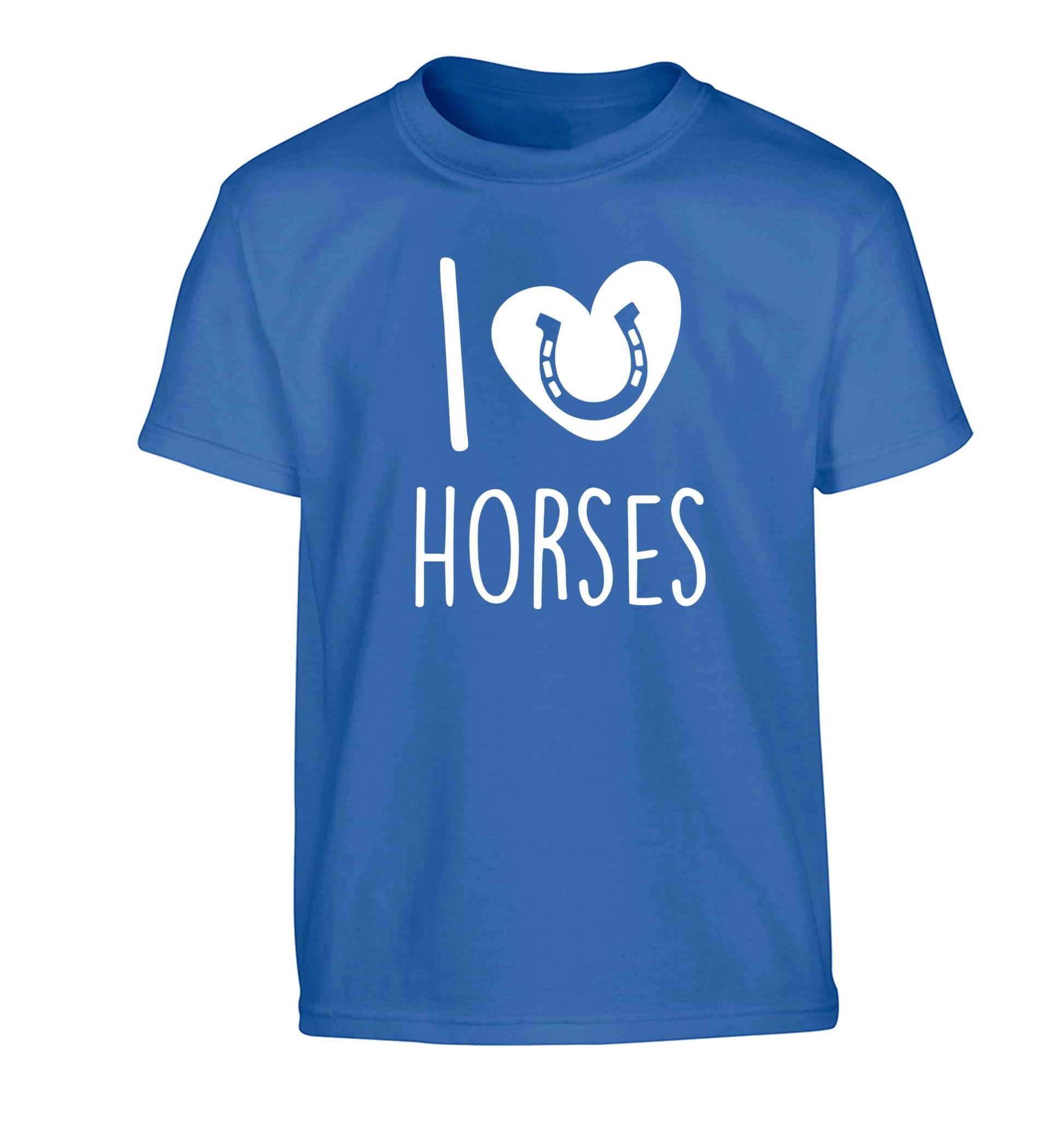 I love horses Children's blue Tshirt 12-13 Years