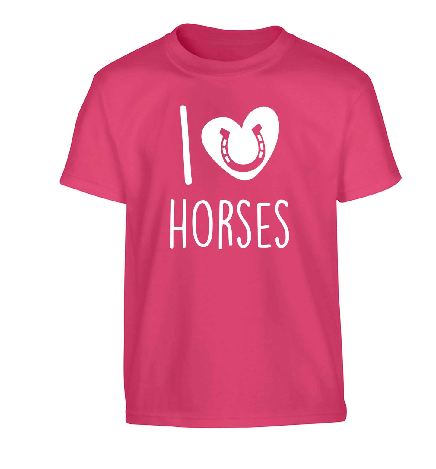 I love horses Children's pink Tshirt 12-13 Years