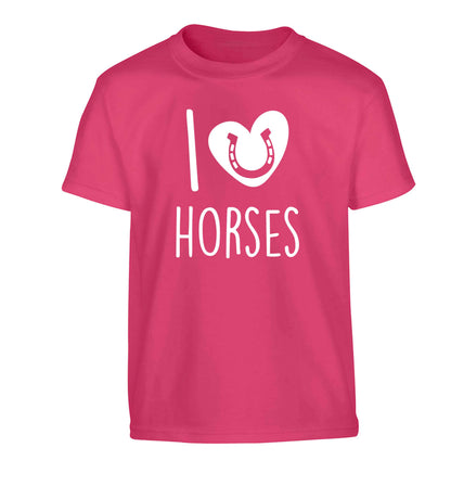 I love horses Children's pink Tshirt 12-13 Years