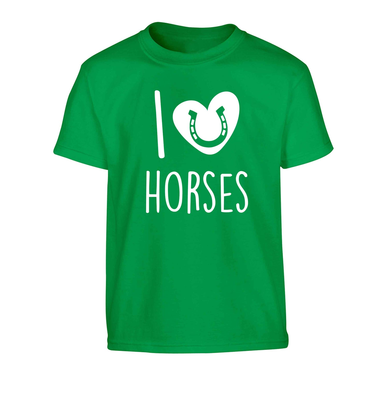 I love horses Children's green Tshirt 12-13 Years