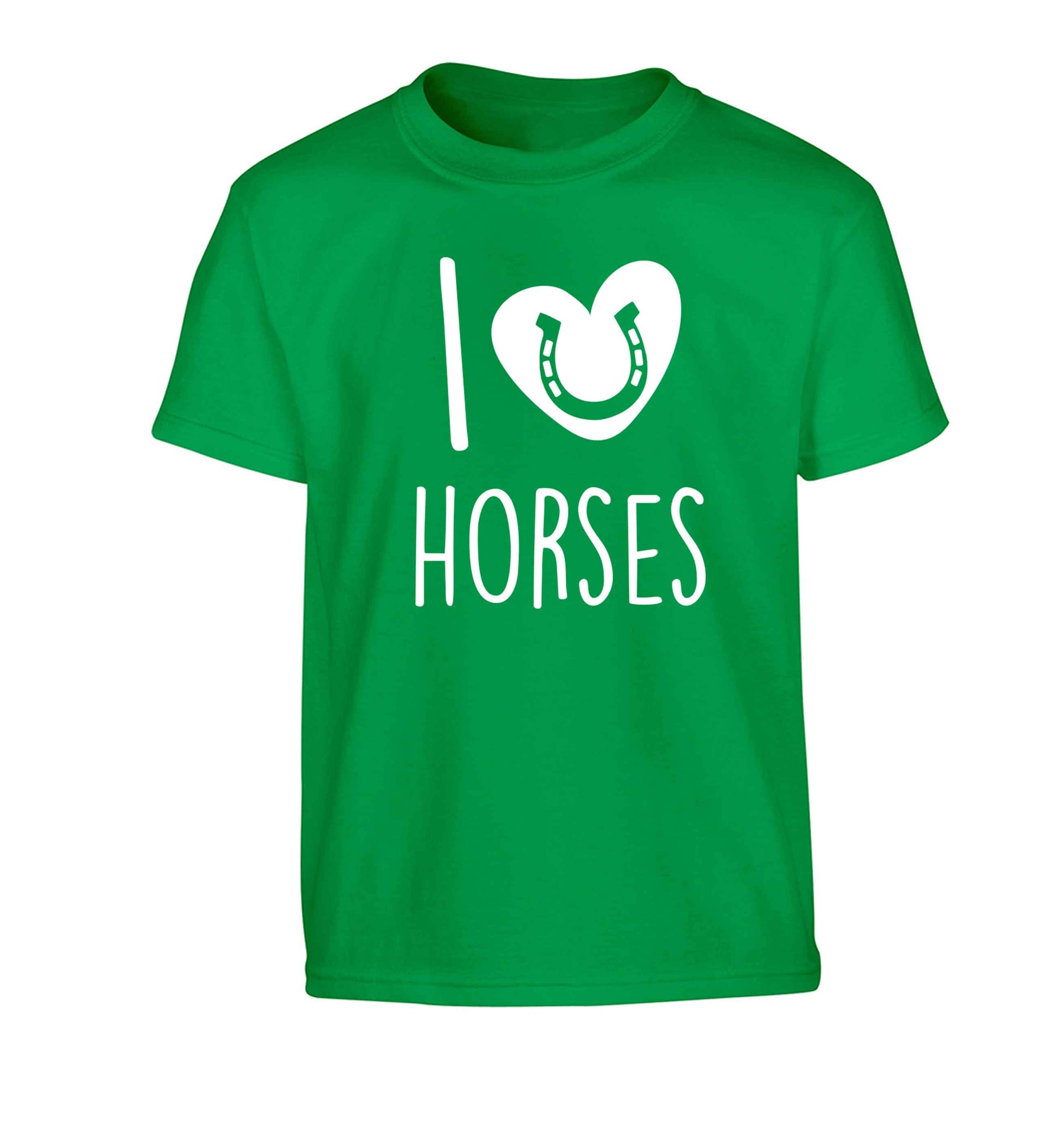 I love horses Children's green Tshirt 12-13 Years