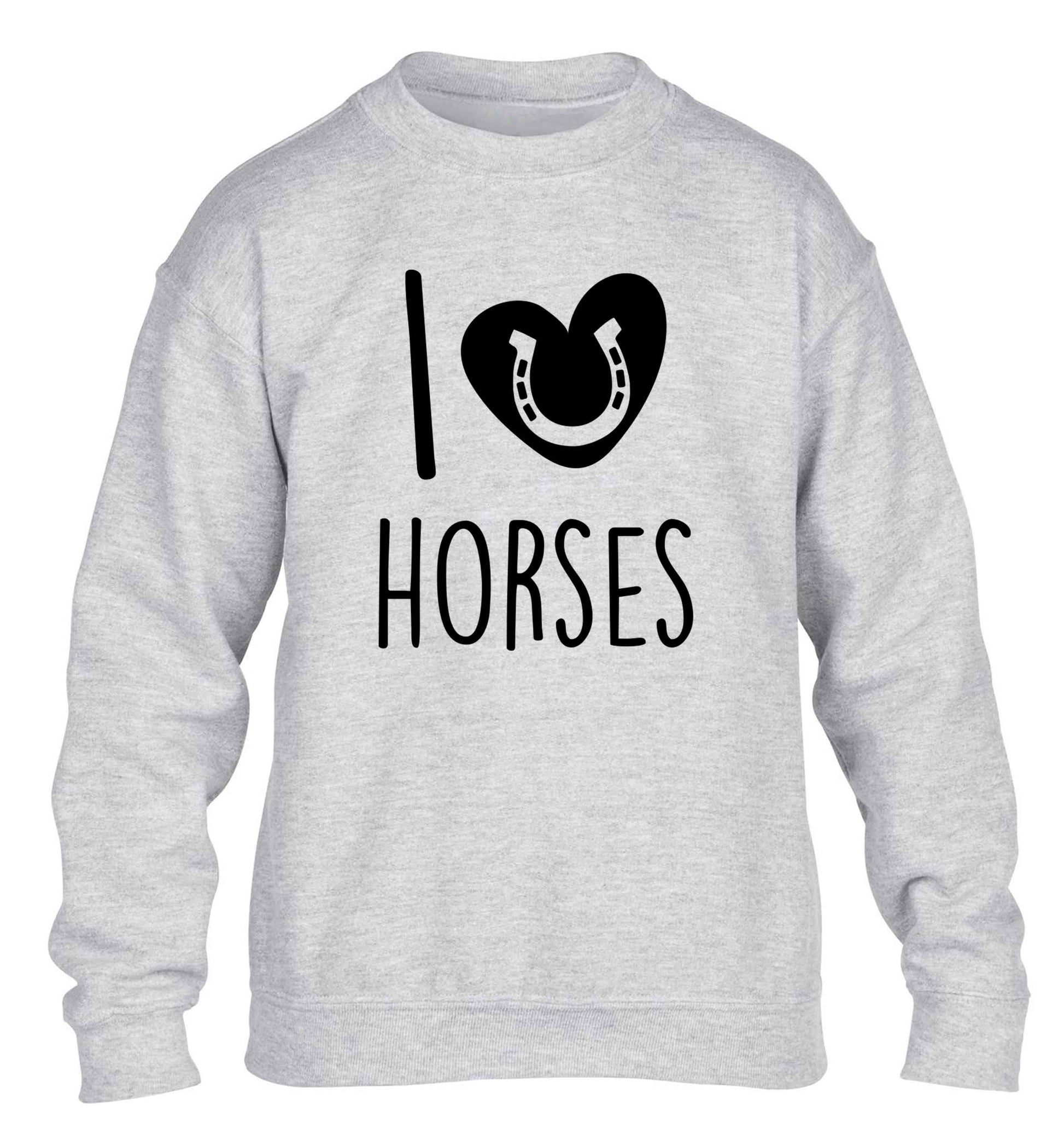 I love horses children's grey sweater 12-13 Years