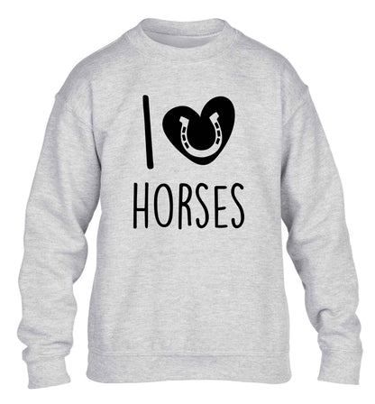 I love horses children's grey sweater 12-13 Years