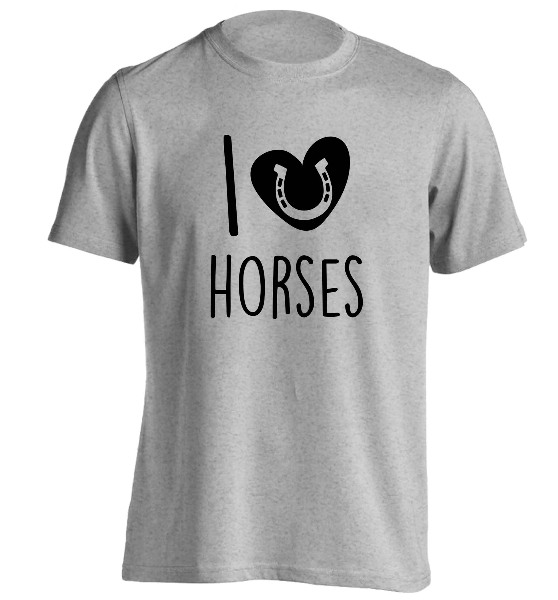 I love horses adults unisex grey Tshirt 2XL