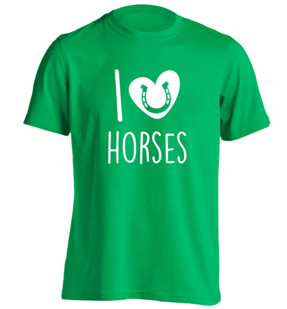 I love horses adults unisex green Tshirt 2XL
