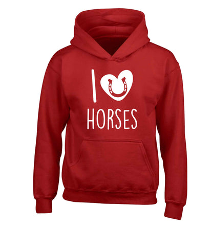 I love horses children's red hoodie 12-13 Years