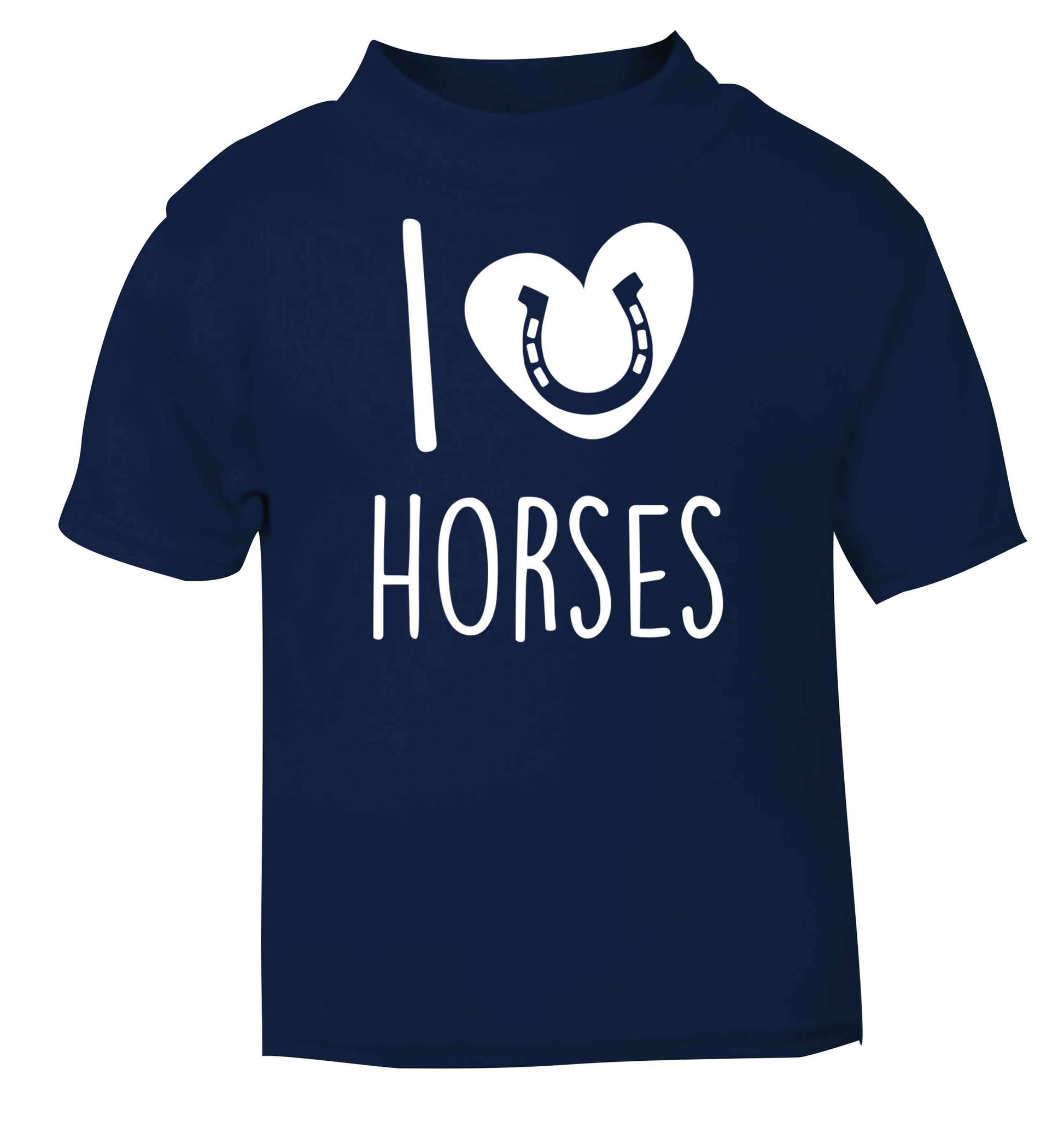 I love horses navy baby toddler Tshirt 2 Years