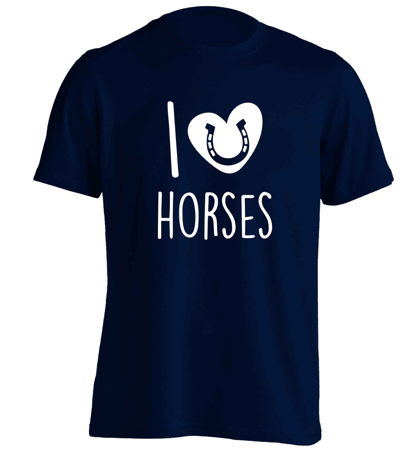 I love horses adults unisex navy Tshirt 2XL