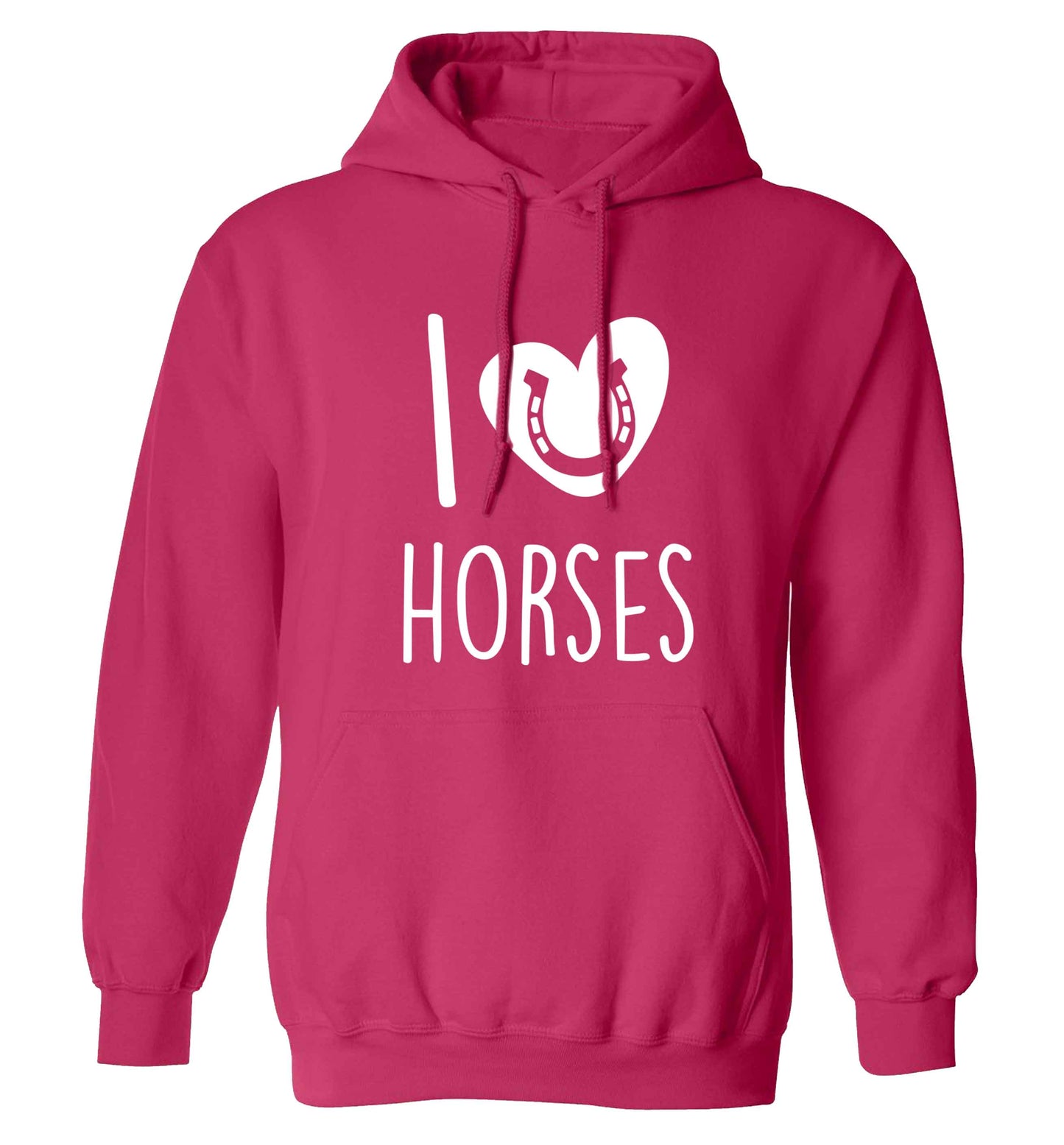 I love horses adults unisex pink hoodie 2XL