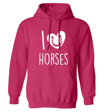 I love horses adults unisex pink hoodie 2XL