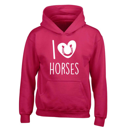 I love horses children's pink hoodie 12-13 Years