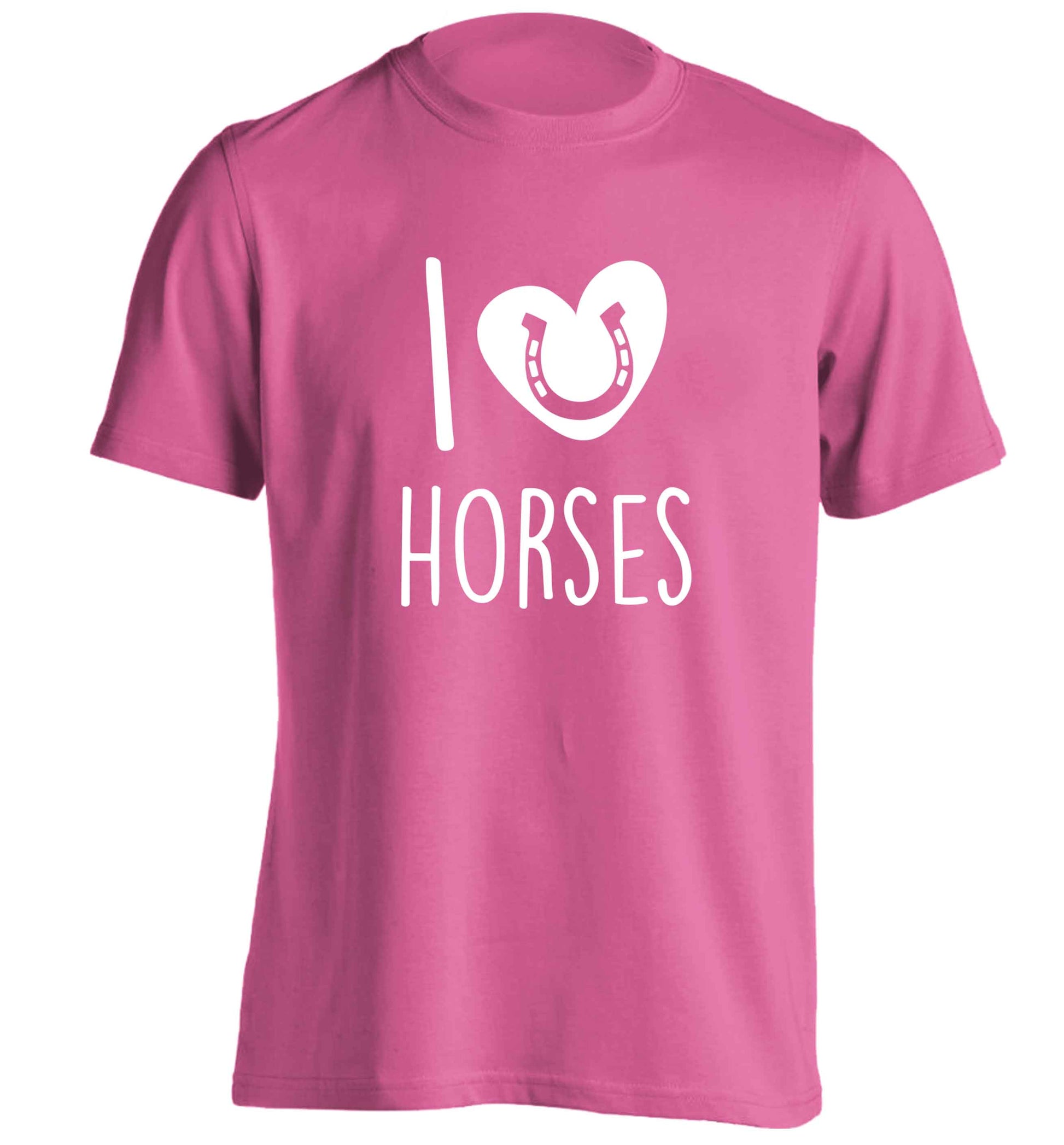 I love horses adults unisex pink Tshirt 2XL