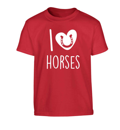 I love horses Children's red Tshirt 12-13 Years