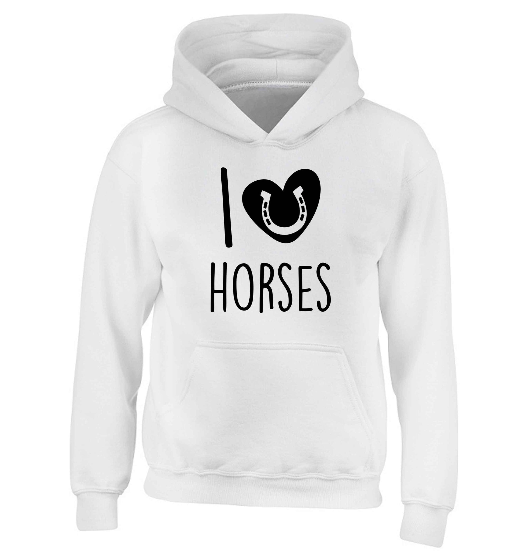 I love horses children's white hoodie 12-13 Years