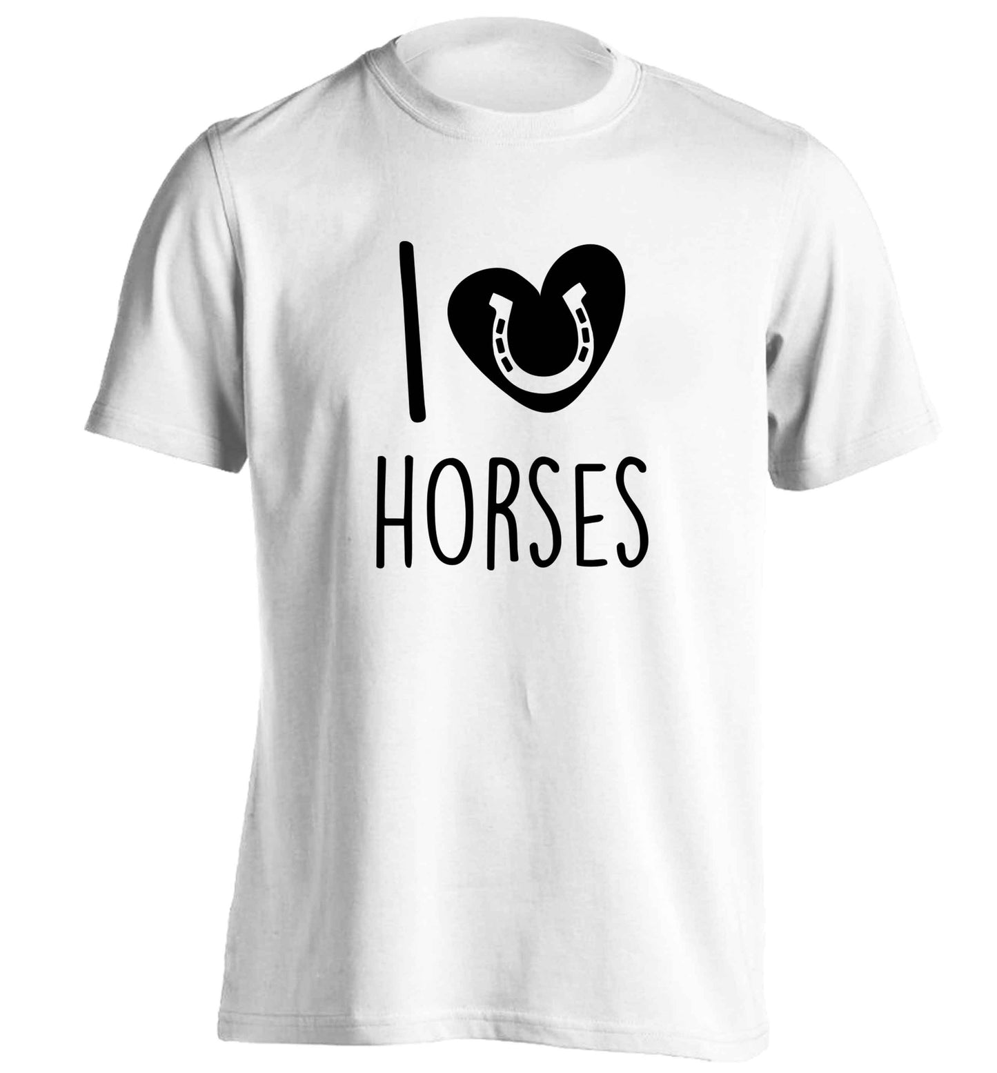 I love horses adults unisex white Tshirt 2XL