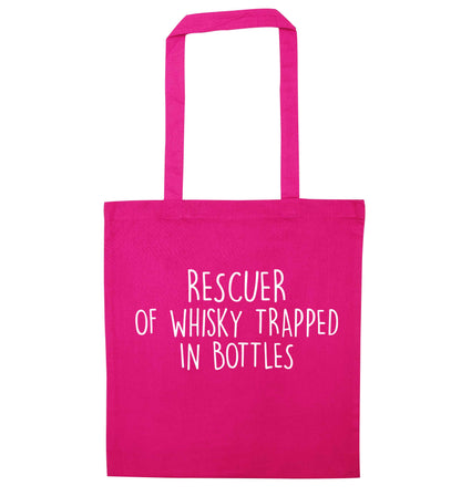 Rescuer of whisky trapped in bottles pink tote bag