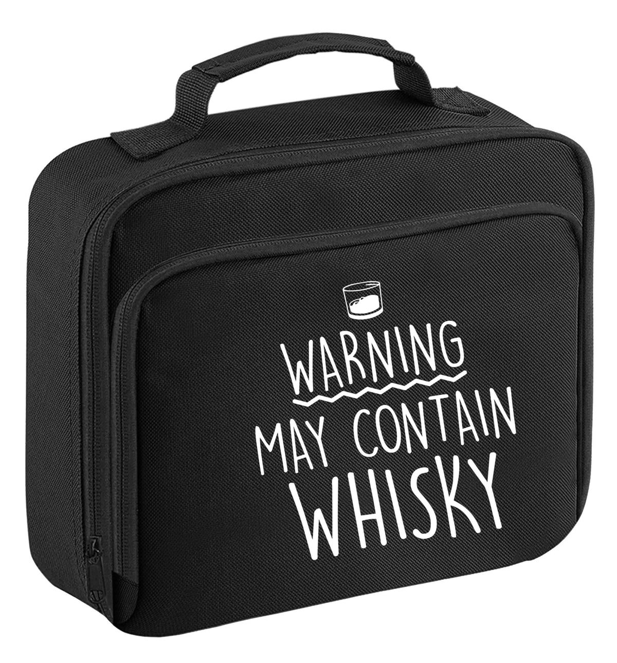 Warning may contain whisky insulated black lunch bag cooler