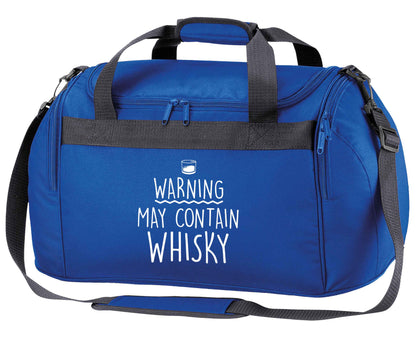 Warning may contain whisky royal blue holdall / duffel bag