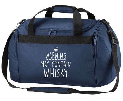 Warning may contain whisky navy holdall / duffel bag