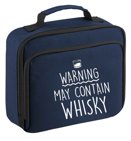 Warning may contain whisky insulated navy lunch bag cooler