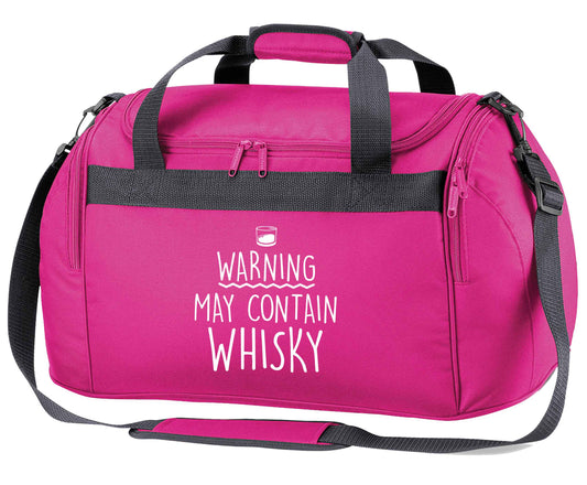 Warning may contain whisky pink holdall / duffel bag
