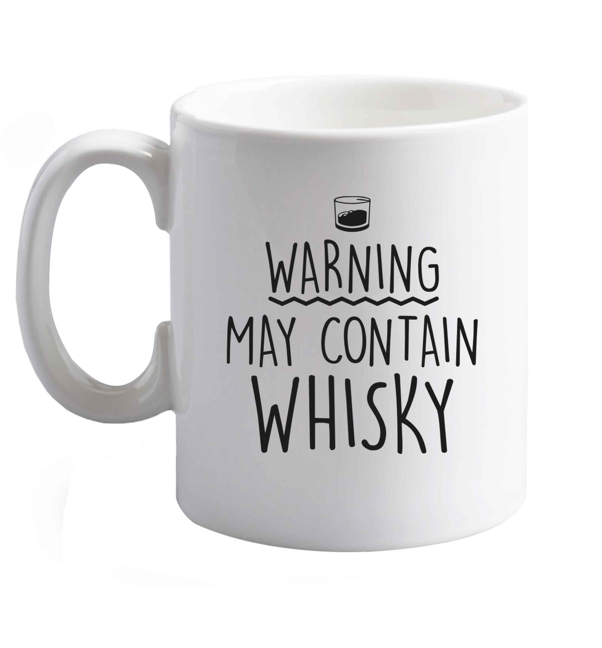 10 oz Warning May Contain Whisky ceramic mug right handed