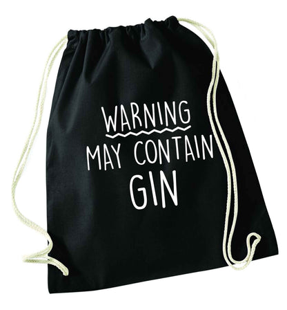 Warning may contain gin black drawstring bag