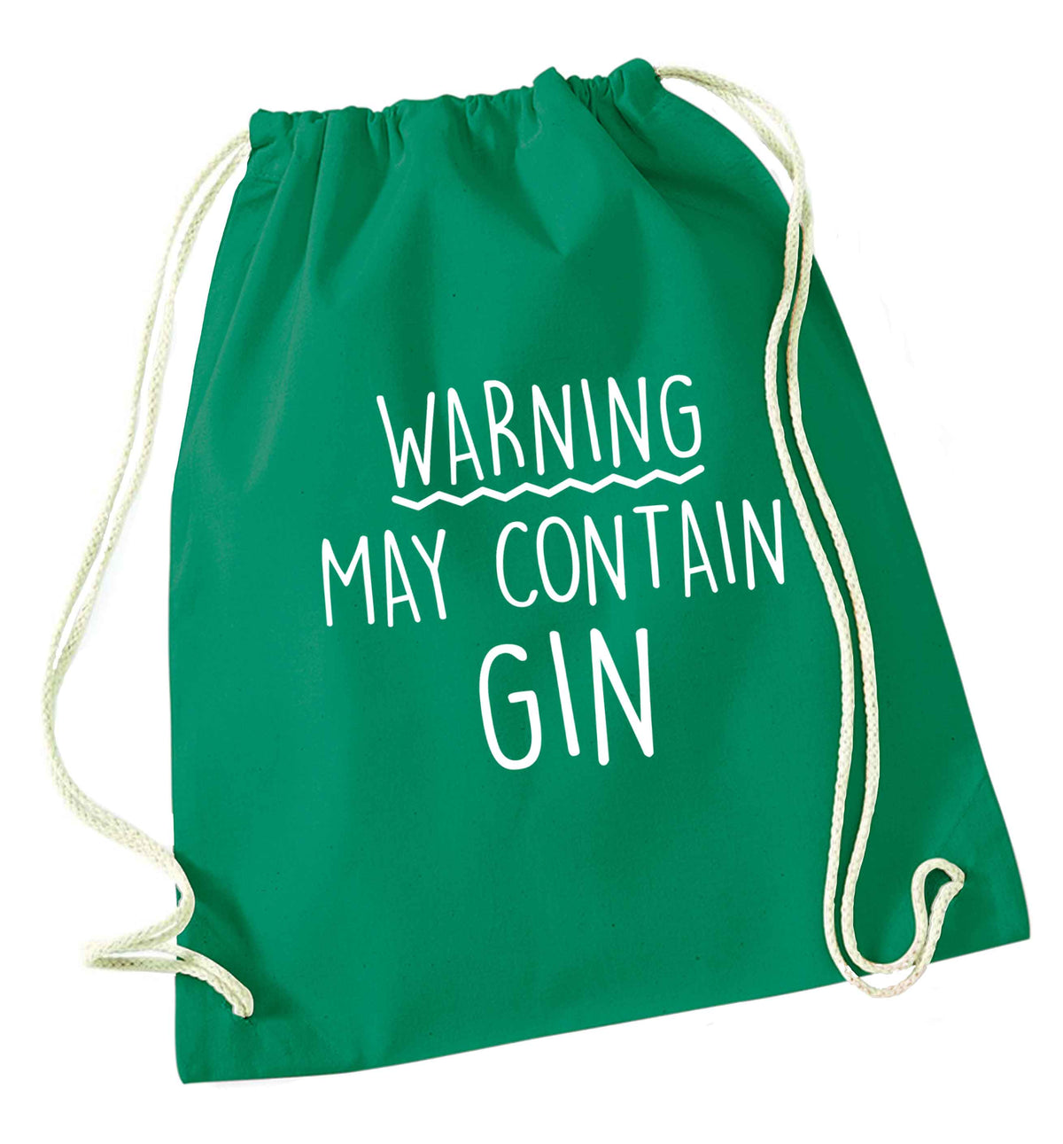 Warning may contain gin green drawstring bag