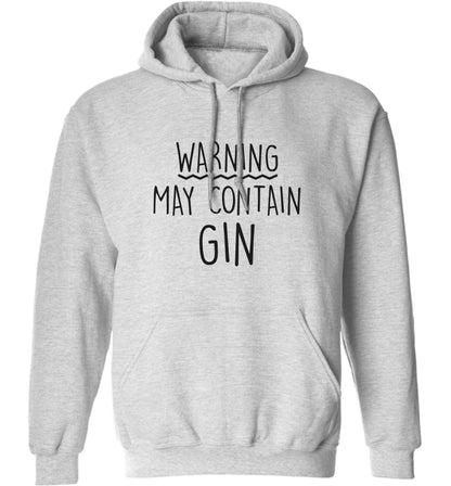 Warning may contain gin adults unisex grey hoodie 2XL