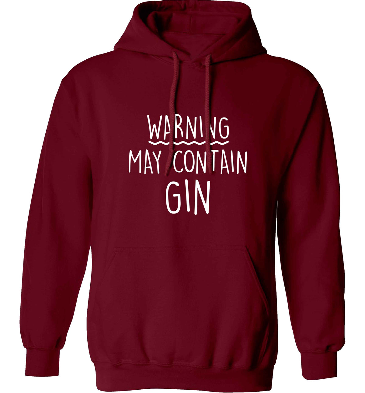 Warning may contain gin adults unisex maroon hoodie 2XL